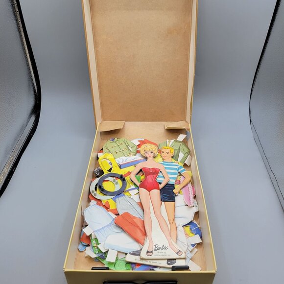 1963 Barbie Ken Stand-Up Paper Dolls Plastic Stands Clothes Whitman - Picture 9 of 12